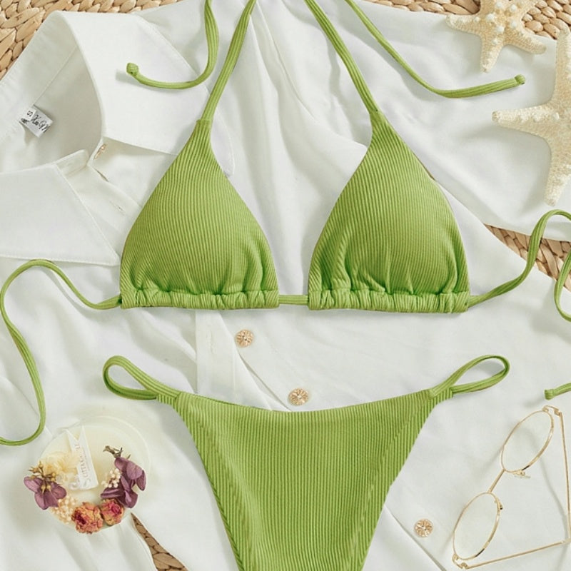 Women's Sexy Small Rib Bikini Tie Bikini Set Two Piece Swimsuit Beach Wear