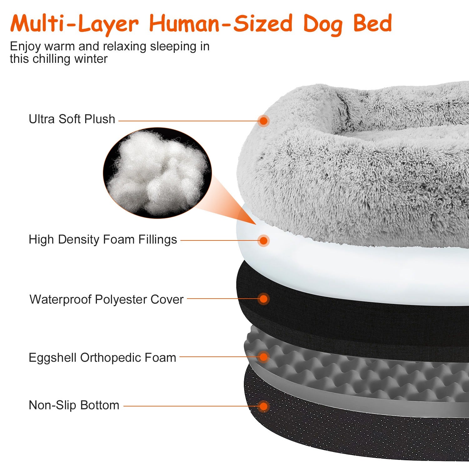 Foldable Human Size Dog Bed With Pillow Blanket