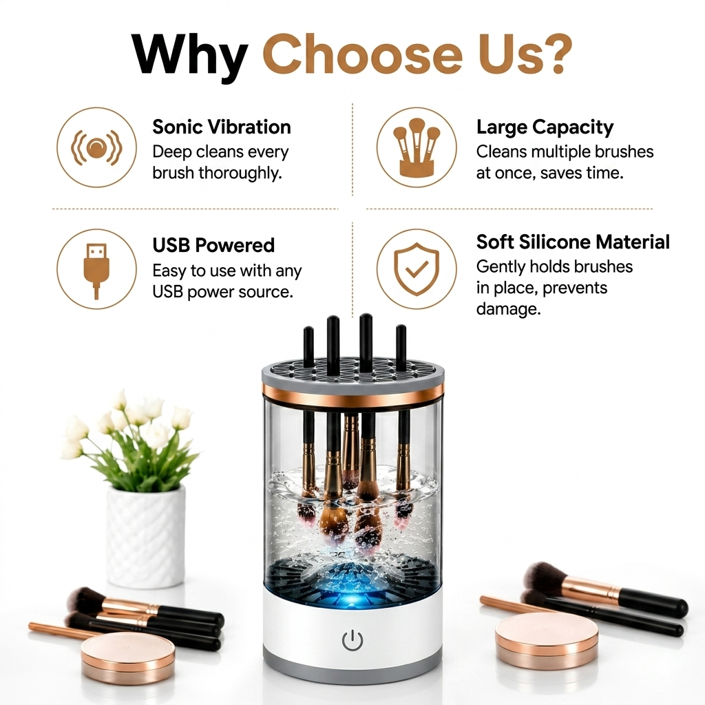 Electric Makeup Brush Cleaner with UV Disinfection Drying