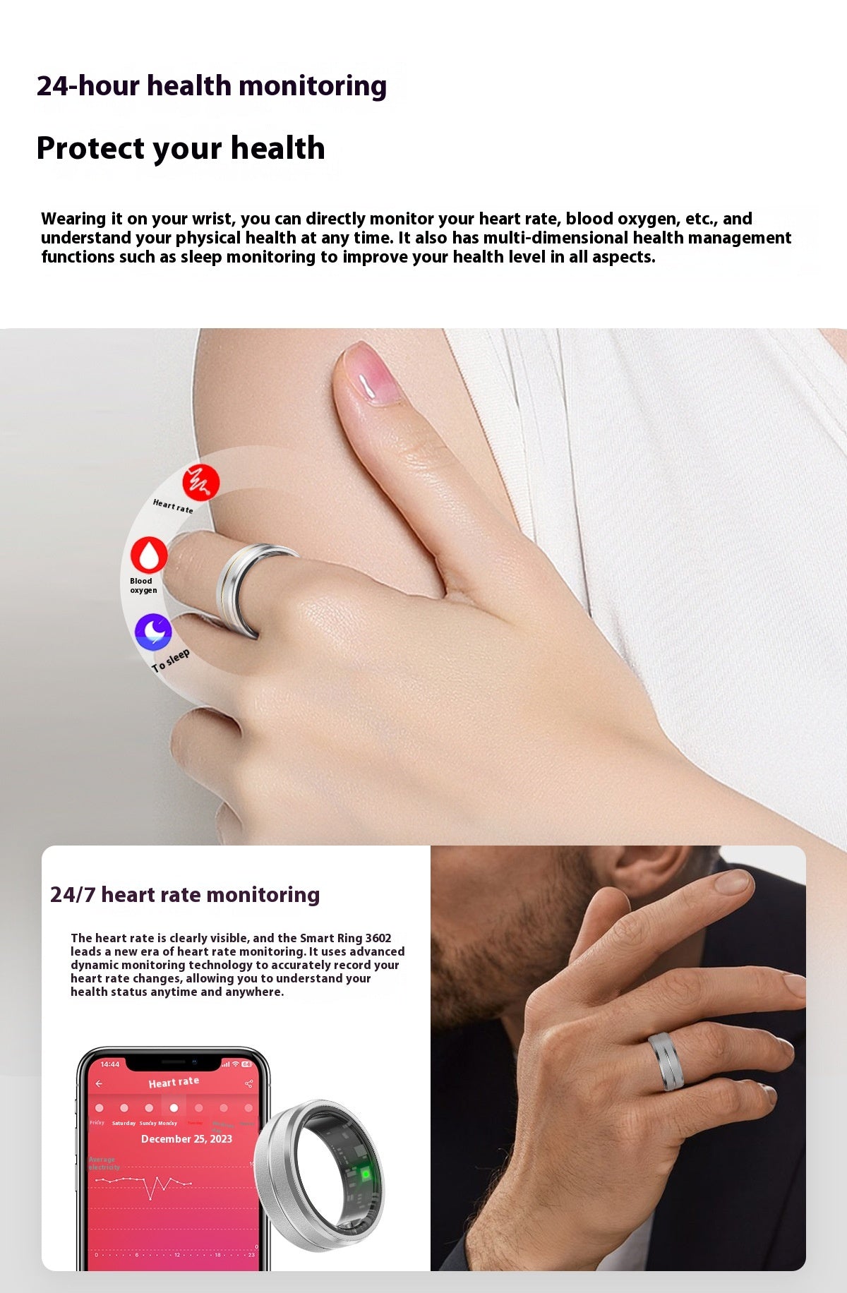 Smart Ring For Men and Women- IP68 Waterproof