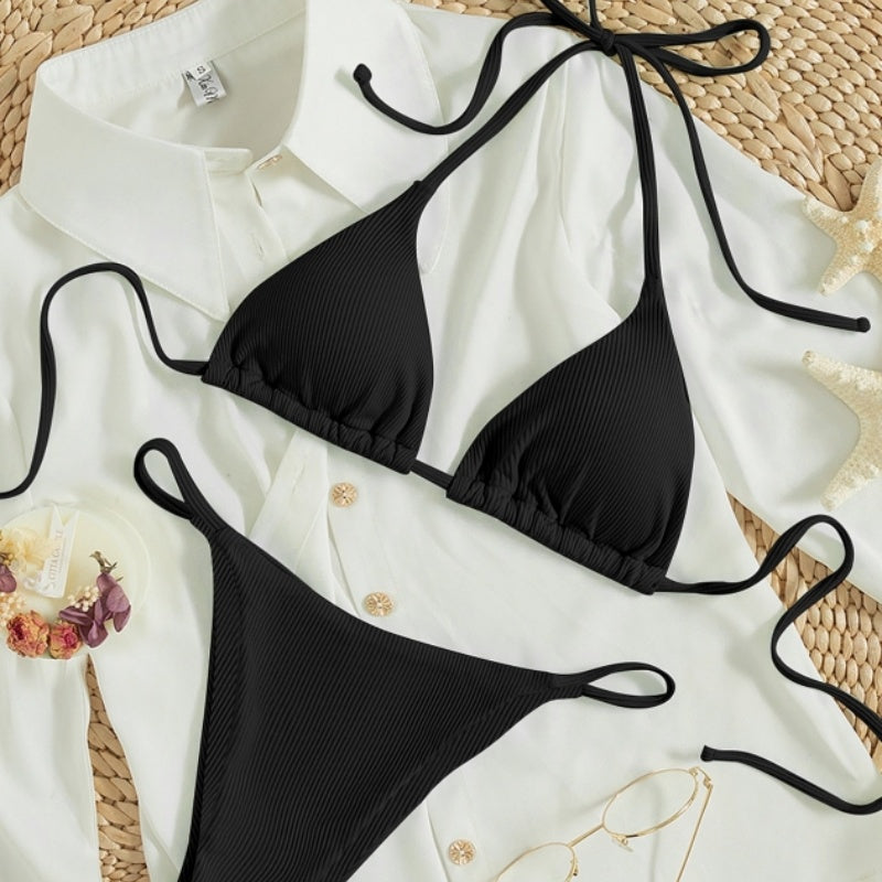 Women's Sexy Small Rib Bikini Tie Bikini Set Two Piece Swimsuit Beach Wear