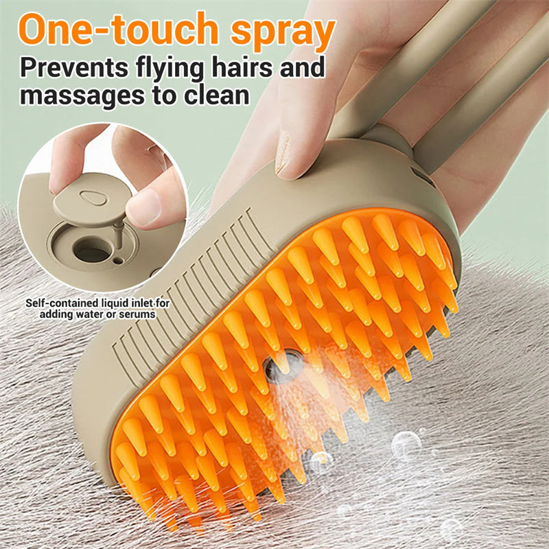 Cat  Hair/Steam Brush Steamy Dog Brush 3 In 1 Electric Spray