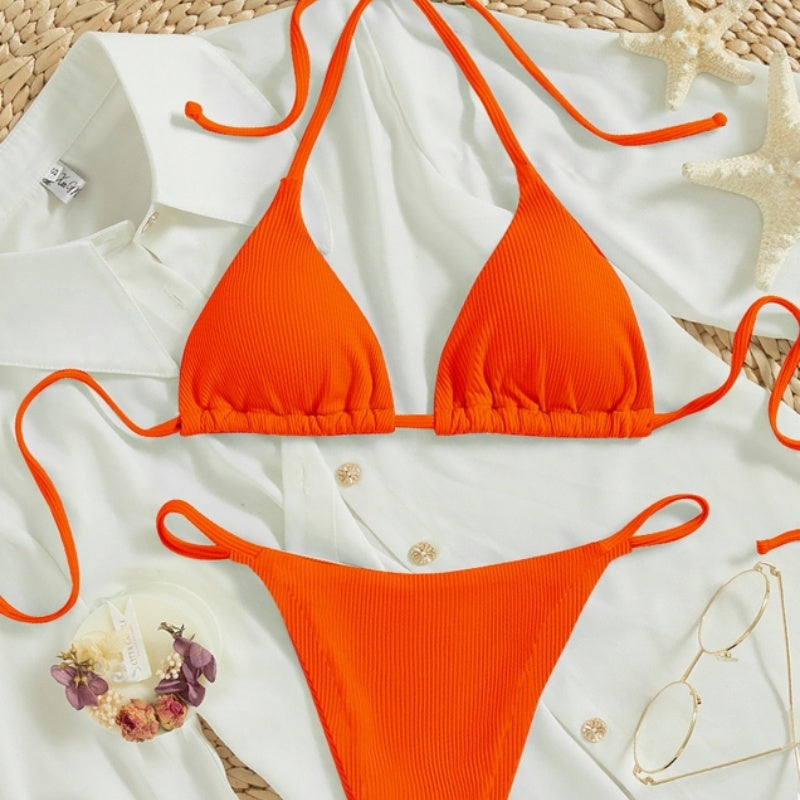Women's Sexy Small Rib Bikini Tie Bikini Set Two Piece Swimsuit Beach Wear