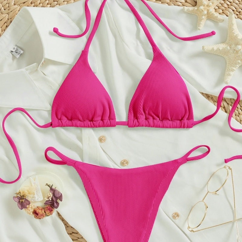 Women's Sexy Small Rib Bikini Tie Bikini Set Two Piece Swimsuit Beach Wear