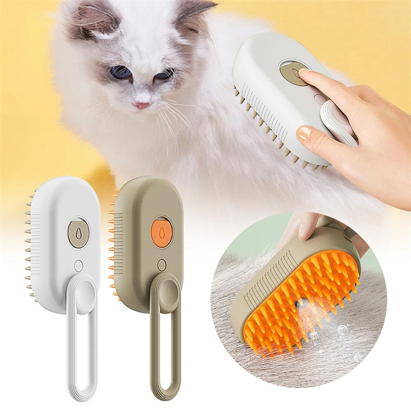 Cat  Hair/Steam Brush Steamy Dog Brush 3 In 1 Electric Spray