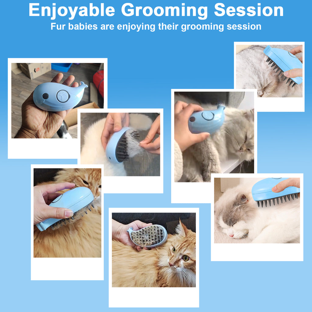 Cat Steam Brush For Shedding - Steamy Cat Brush For Indoor Cats, Cat Hair Steam Brush For Massage, Spritz Defur Comb For Cats, Pet Steamer For Dogs