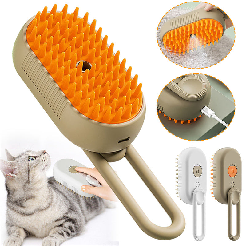 Cat  Hair/Steam Brush Steamy Dog Brush 3 In 1 Electric Spray