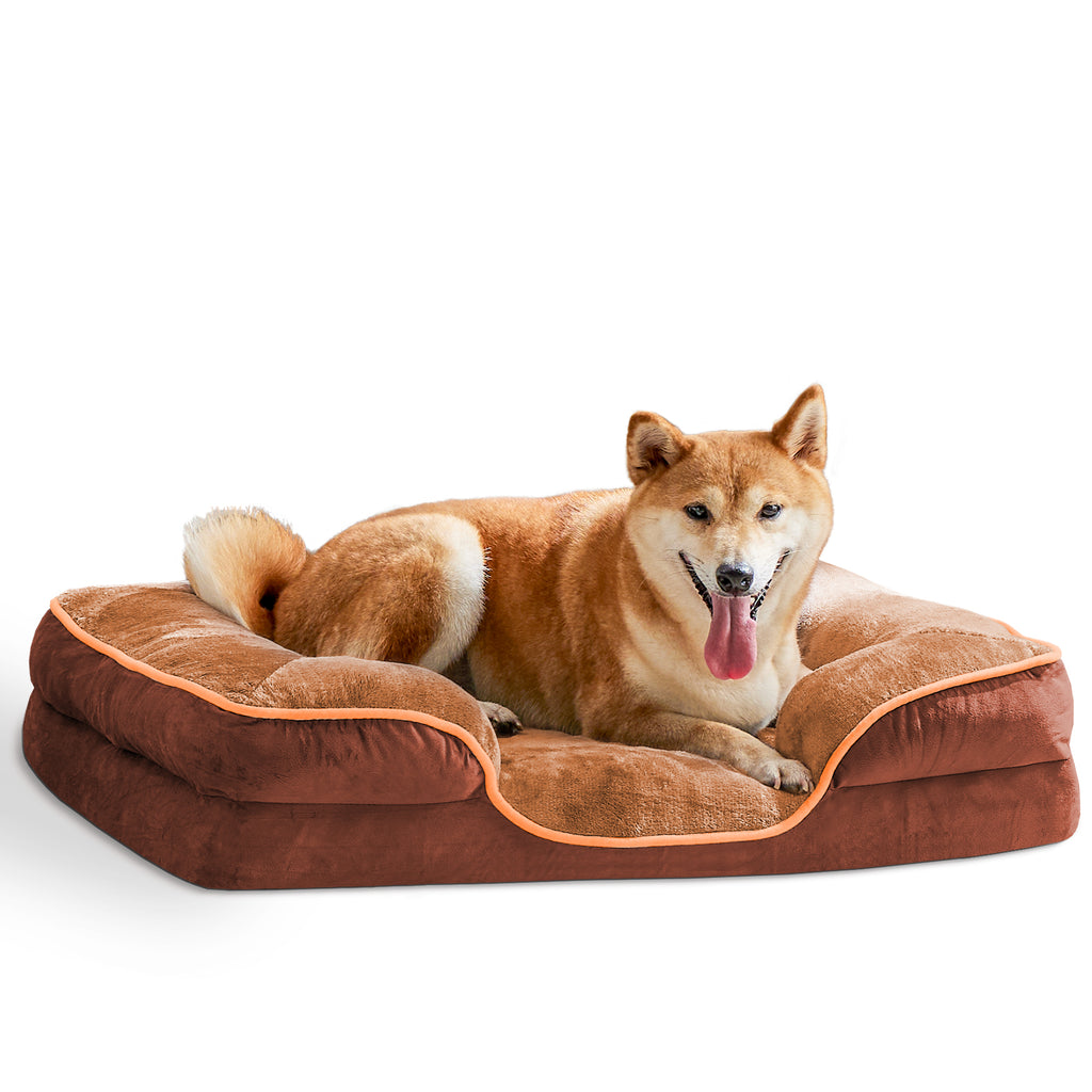 Memory Foam Pet Bed For Dogs & Cats With Washable Removable Cover Non-Slip Base Waterproof Liner