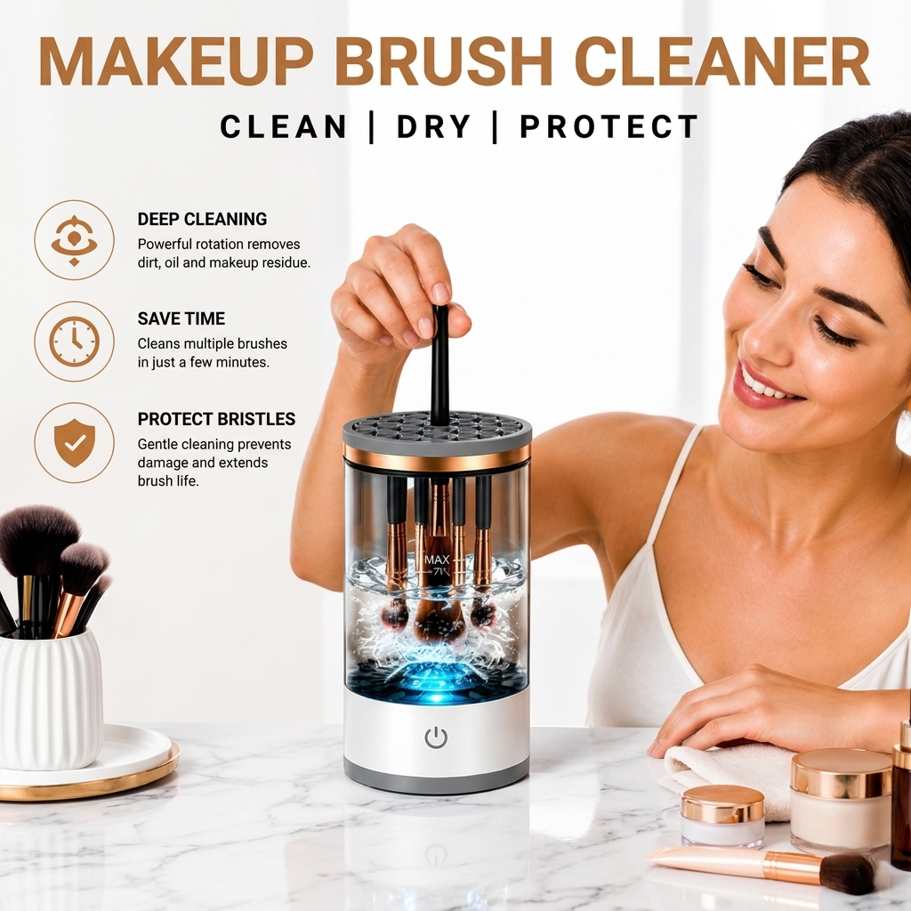 Electric Makeup Brush Cleaner with UV Disinfection Drying