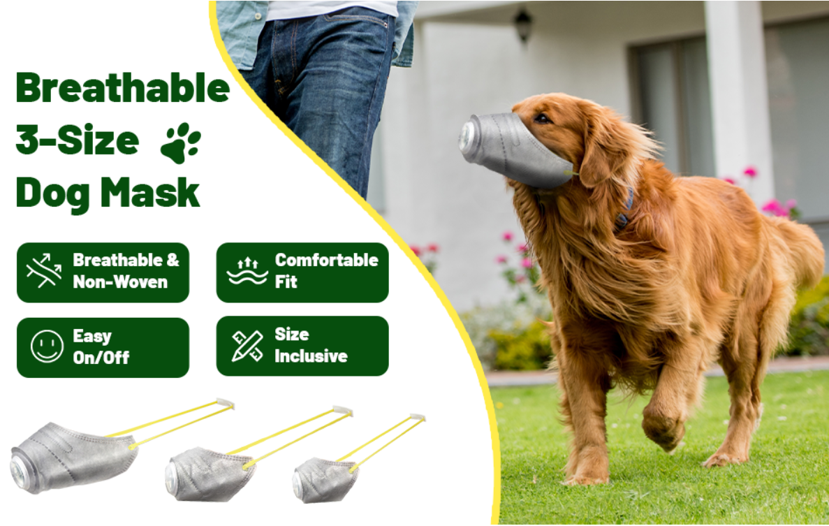 Dogs Anti-fog Haze Masks Anti Dust Gas Pollution Muzzle Dog Soft Face Cotton Mouth Mask -pack of 3