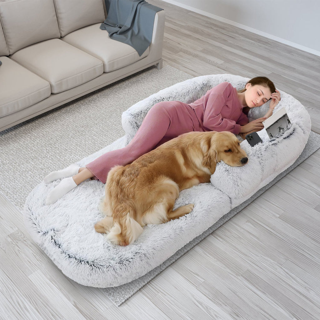 Foldable Human Size Dog Bed With Pillow Blanket
