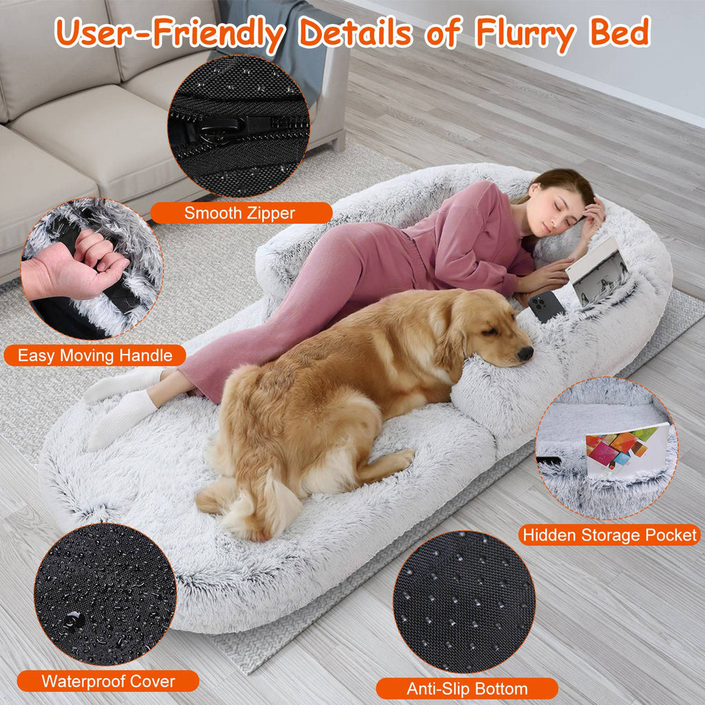Foldable Human Size Dog Bed With Pillow Blanket