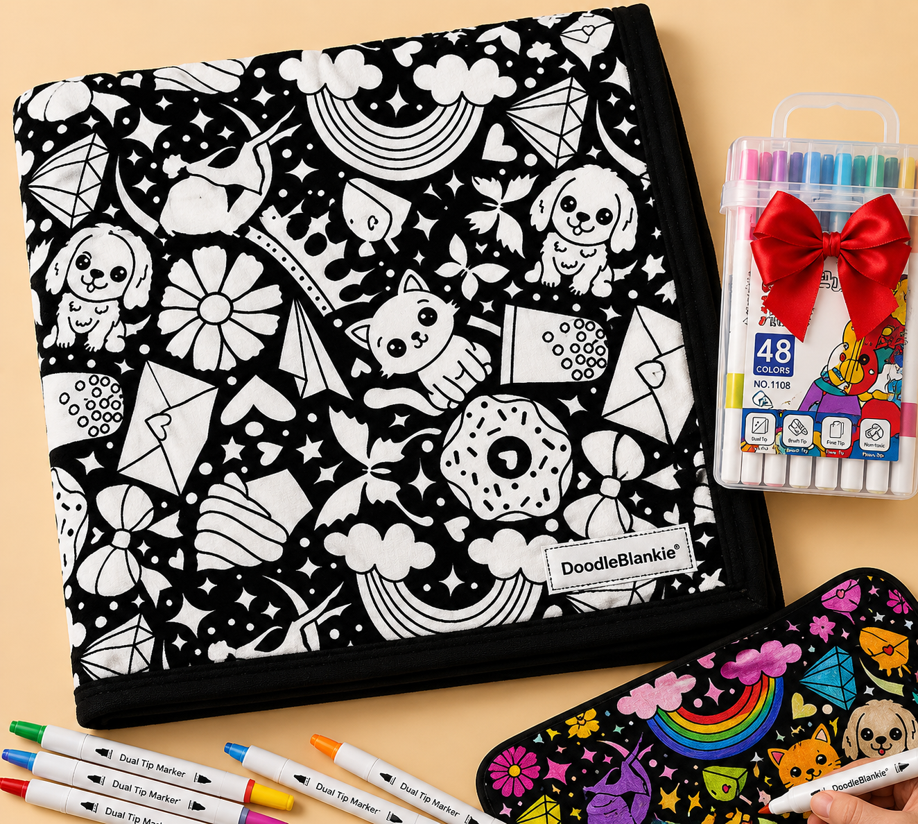DIY Coloring Blanket with Markers Kit.