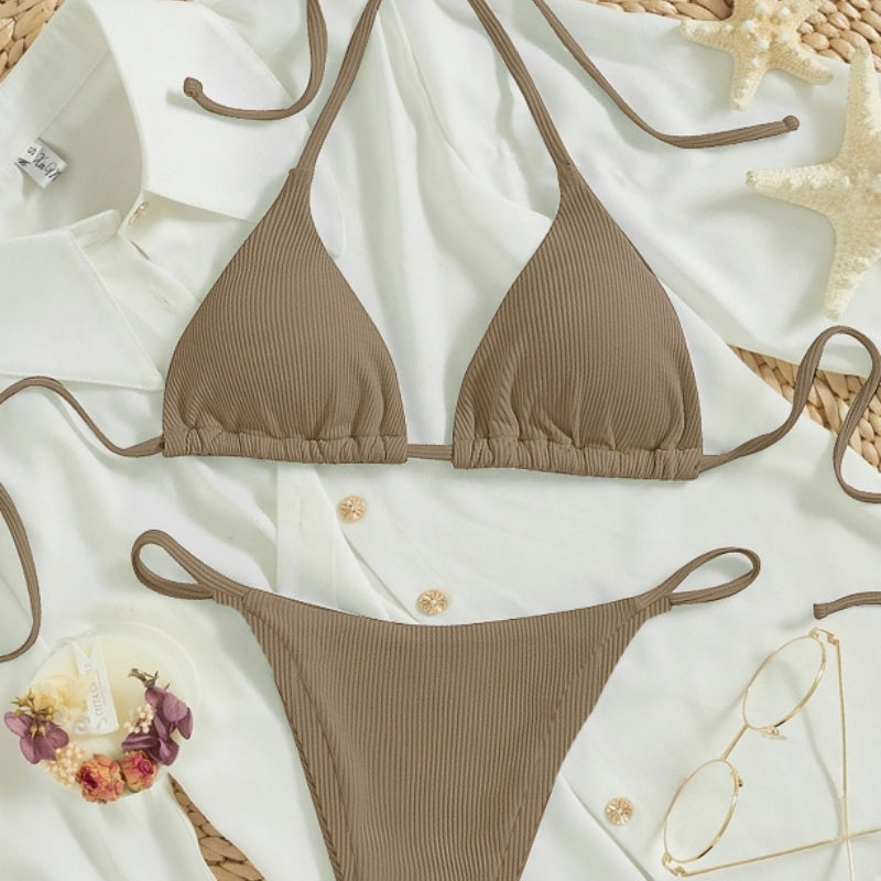 Women's Sexy Small Rib Bikini Tie Bikini Set Two Piece Swimsuit Beach Wear