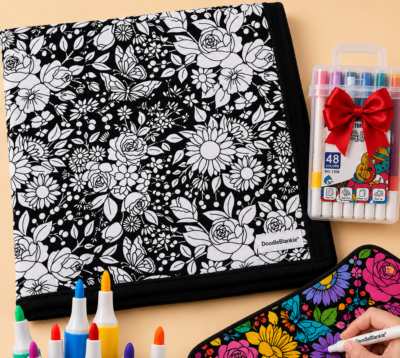 DIY Coloring Blanket with Markers Kit.