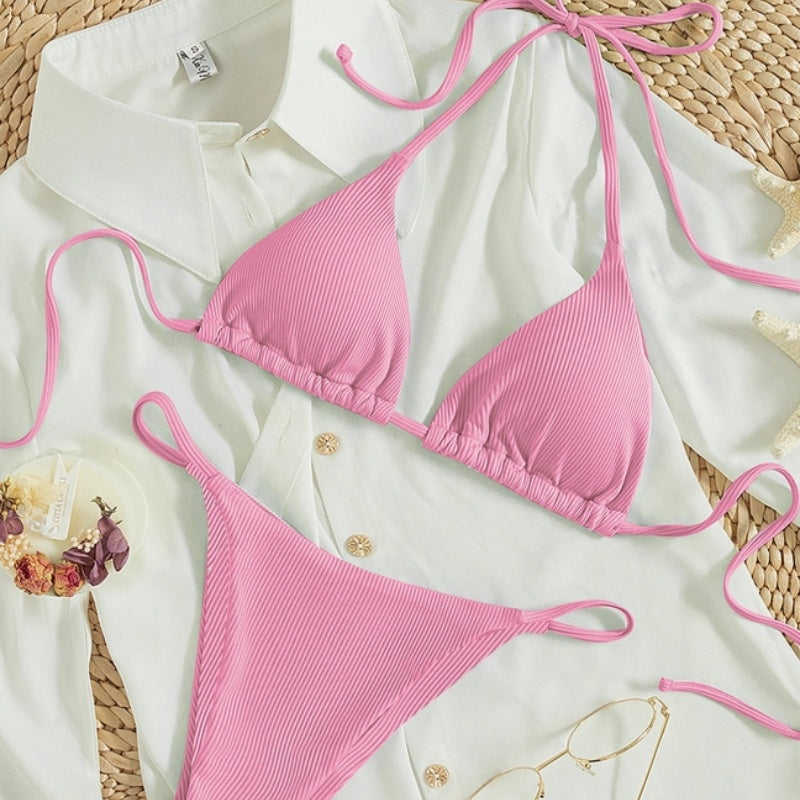 Women's Sexy Small Rib Bikini Tie Bikini Set Two Piece Swimsuit Beach Wear