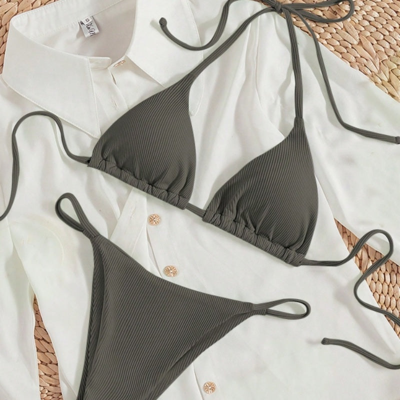 Women's Sexy Small Rib Bikini Tie Bikini Set Two Piece Swimsuit Beach Wear