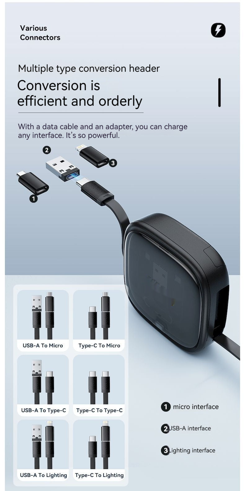 Data Cable Flexible Wire Storage 60W Fast Charging Multi-function Mobile Phone Charging Interface Box