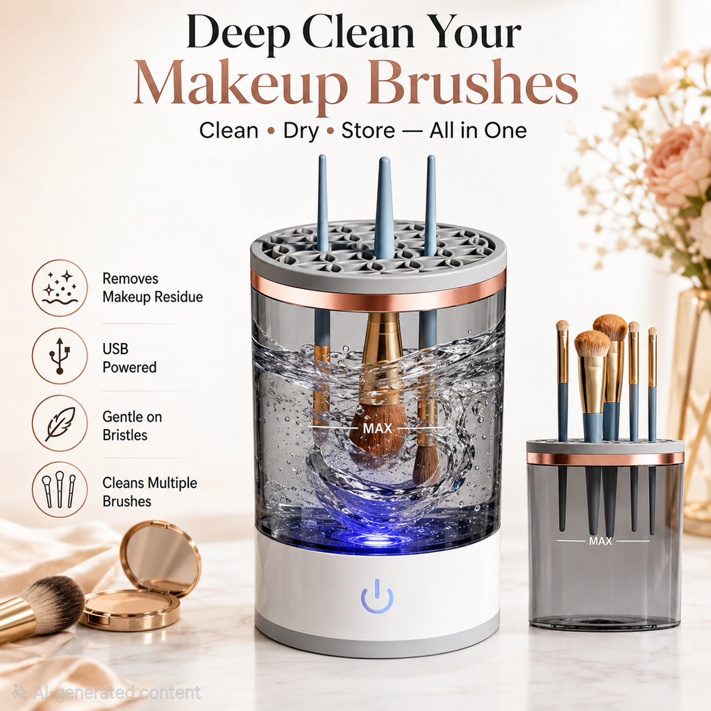 Electric Makeup Brush Cleaner with UV Disinfection Drying