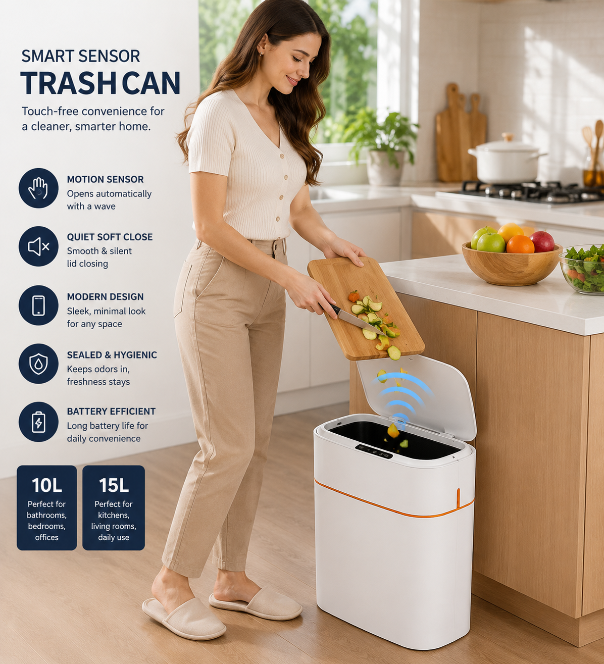 Trash Can Automatic Electric Trash Bin - Electric