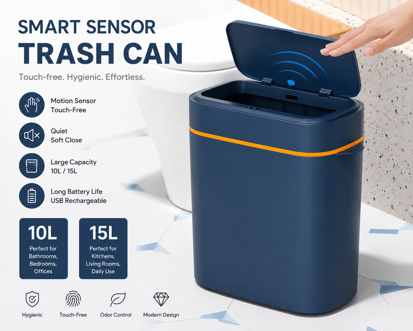 Trash Can Automatic Electric Trash Bin - Electric